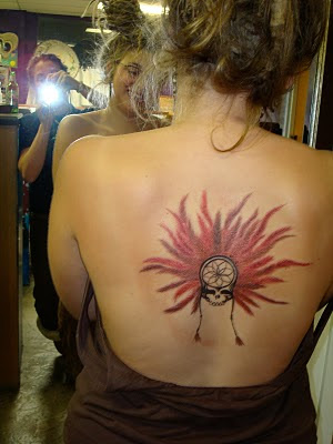 Grateful Dead Tattoos: GD Tattoo #75 Feathered Tribal Dreamcatcher Stealie