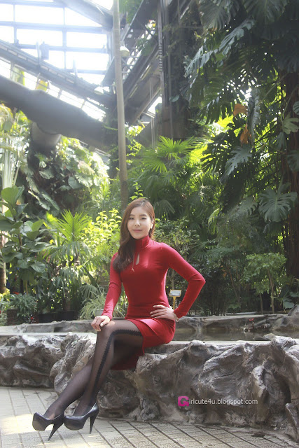 2 Kim Ji Na in Red - very cute asian girl - girlcute4u.blogspot.com