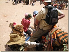 Dismounting the camels.