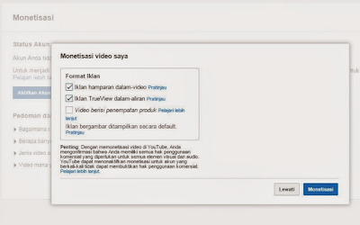 Memilih Jenis Iklan pada Channel Youtube