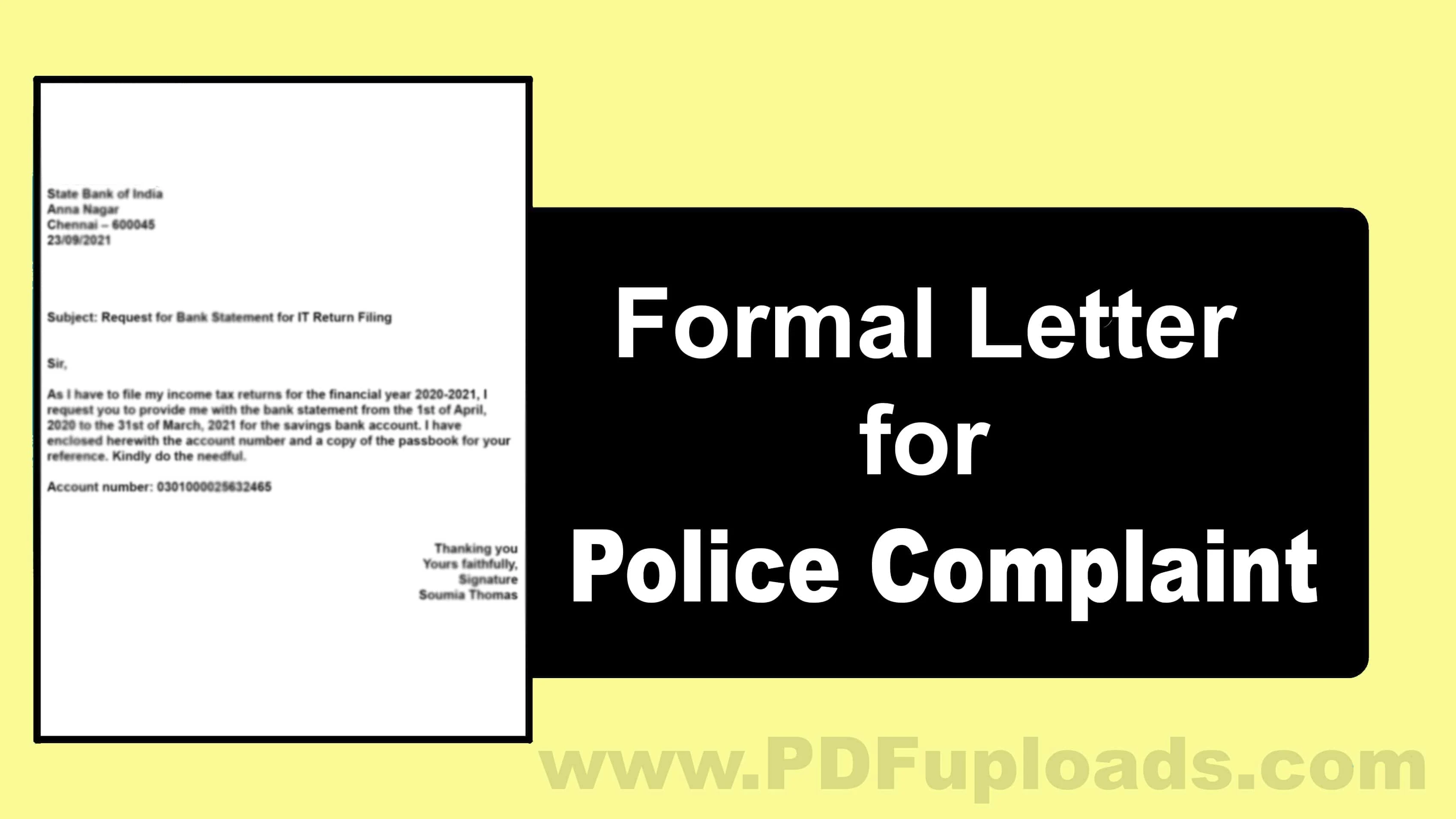 How to write Police Complaint Formal Letter │How to Write, Points to Remember, Format and Sample