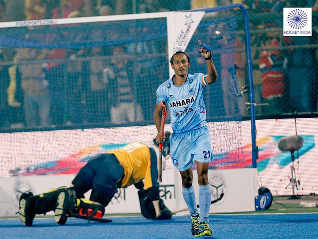 Harjeet outsmarting and bringing the goalkeeper to his knees