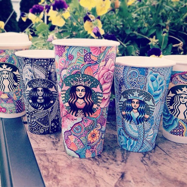 Recycled art made from starbucks cup