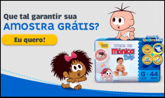 receber amostra grátis novas fraldas Turma da Mônica baby