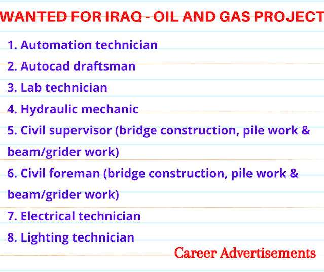 Wanted for IRAQ - Oil and Gas Project