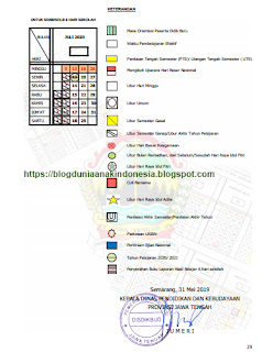 KALENDER PENDIDIKAN TAHUN PELAJARAN 2019/2020 PROVINSI JAWA TENGAH