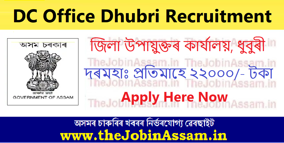 DC Office Dhubri Recruitment 2024 - 03 DPM and DTSS Posts