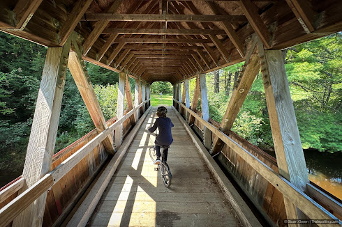 riding over the Rail Trail Covered Bridge