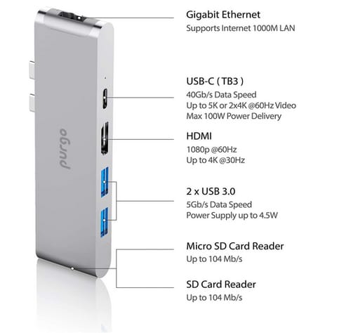 Purgo USB C Hub Adapter Dock for MacBook Pro