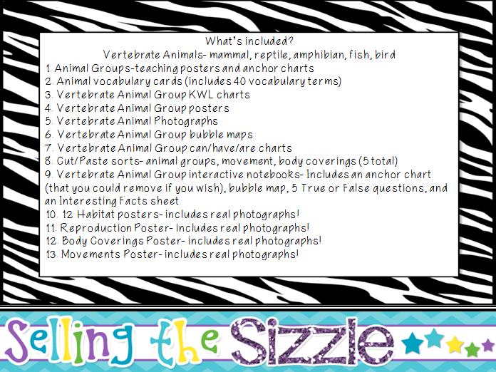 http://www.teacherspayteachers.com/Product/All-About-Animals-CCSS-Aligned-to-teach-about-the-5-Vertebrate-Animal-Groups-1231761