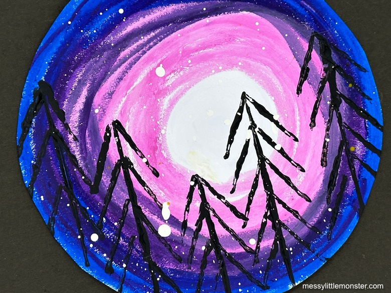 Easy tree painting - winter art project for kids