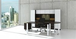 White Glass Accented Desk Set