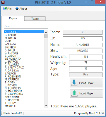 PES 2018 EDIT ID Finder By Devil Cold52