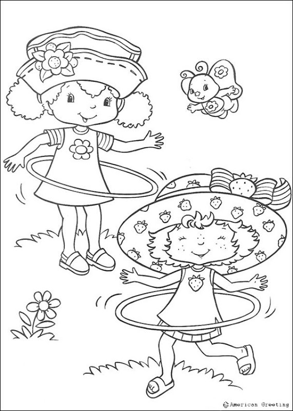 Strawberry Shortcake coloring pages with hula hoops! title=