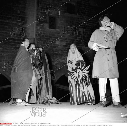 Répétition de Macbeth avec Gérard Philipe dans le rôle-titre (© agence Roger-Viollet)