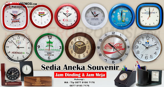 Jam dinding promosi, aneka jam souvenir murah, sablon logo jam dinding untuk promosi