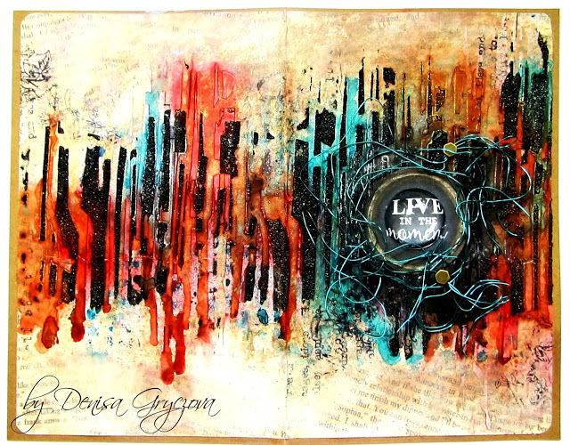 Double mixed media art journal pages by Denisa