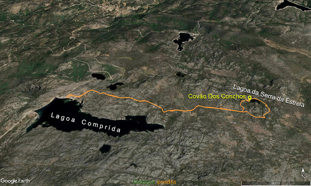 Mapa de la ruta señalizada a la Laguna de la Sierra de la Estrela en Portugal