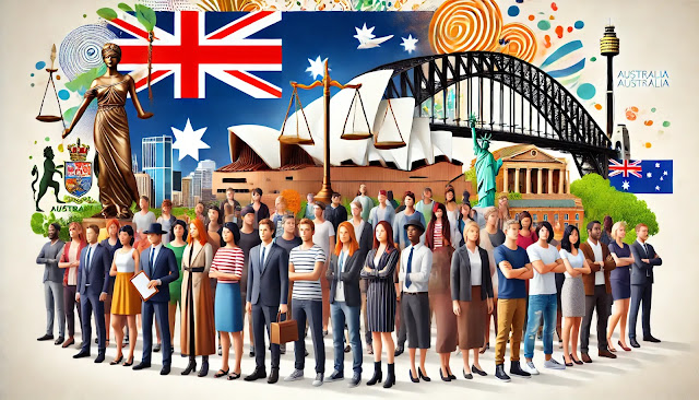 Multicultural face of Australia people from different background photographed together