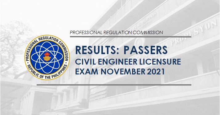 RESULT: November 2021 Civil Engineering CE board exam list of passers