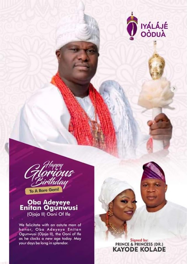 Iyalaje Oodua, Princess Toyin Kolade Celebrates Ooni Of Ife At 47