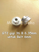 Timing Pulley GT2 Gigi 36 Teeth Bore 6,35mm 6.35mm 2GT 36T B 6.35 mm