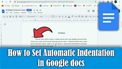 How to Set Automatic Indentation in Google docs