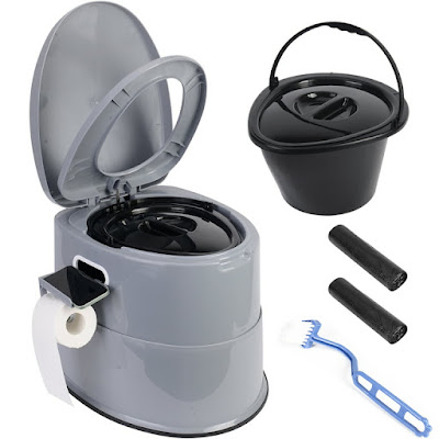 AEDILYS Portable Camping Toilet with Detachable Inner Bucket and Removable Toilet Paper Holder for Travel, Boating and Trips