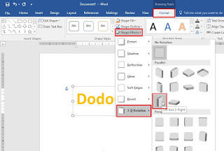 Cara membuat tulisan 3 Dimensi dengan Microsoft WORD