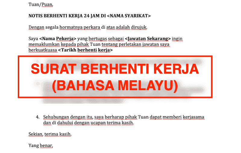 Contoh Surat Berhenti Kerja atau Resign Paling Ringkas dan 