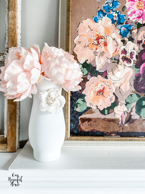 DIY white 3-D floral vase faux pink peony
