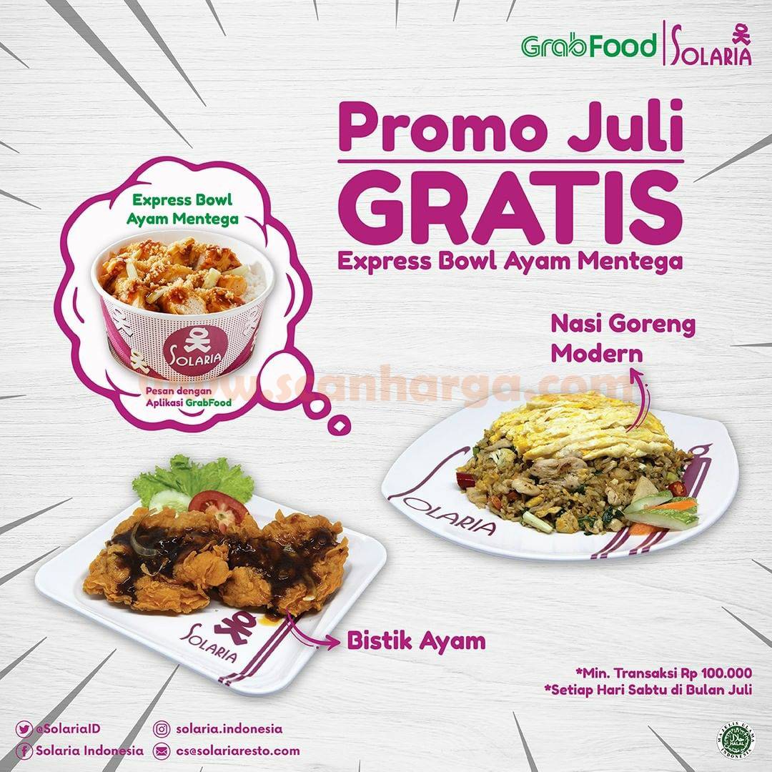 Promo SOLARIA Grabfood GRATIS Express Bowl Ayam Mentega