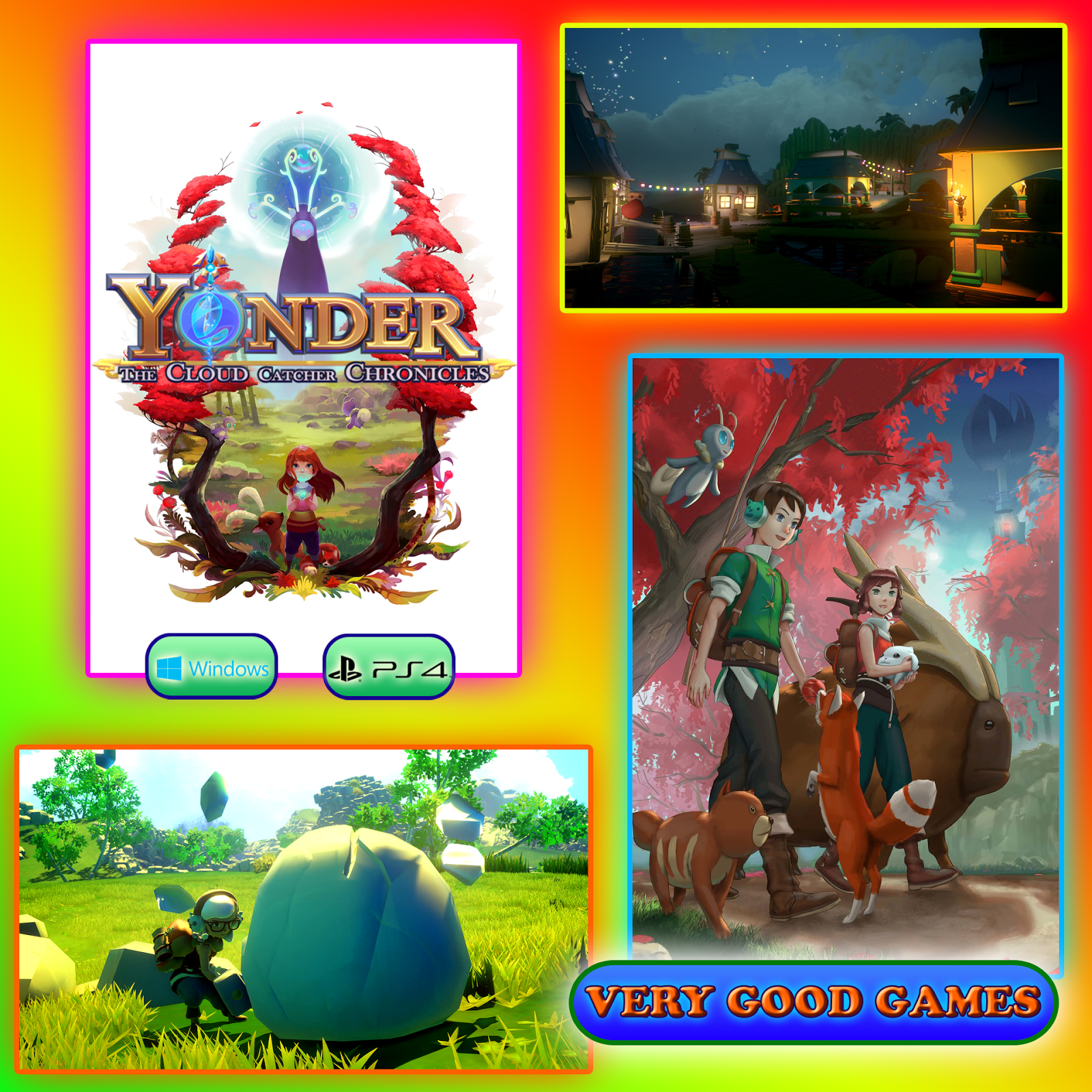 A banner for the review of Yonder: The Cloud Catcher Chronicles - a game for PS4 and Windows computers