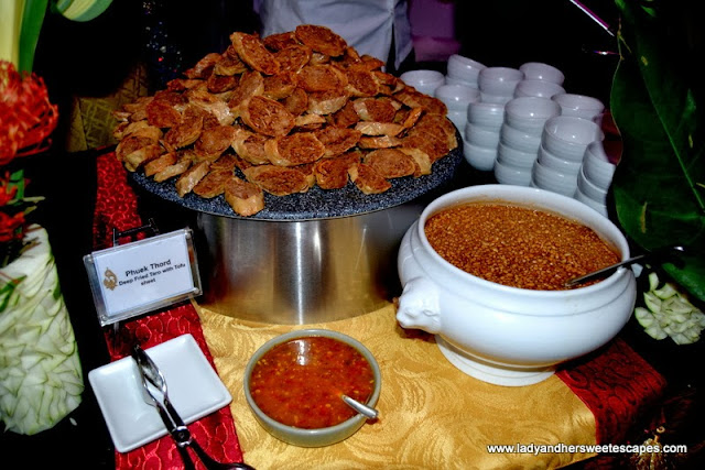 deep fried taro with tofu, served with peanut and chili sauce from Benjarong Abu Dhabi