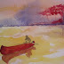 Man in Canoe Watercolor By Amy Whitehouse