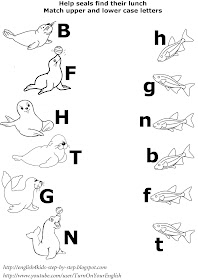 arctic animals matching upper and lower case letters worksheet