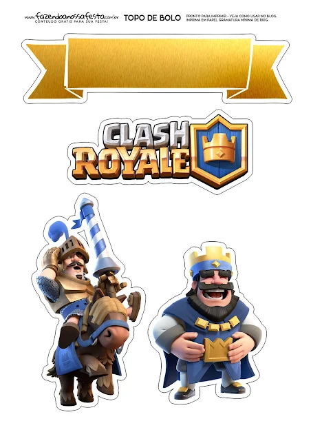 Clash Royale: Toppers para Tartas, Tortas, Pasteles, Bizcochos o Cakes para Imprimir Gratis. 