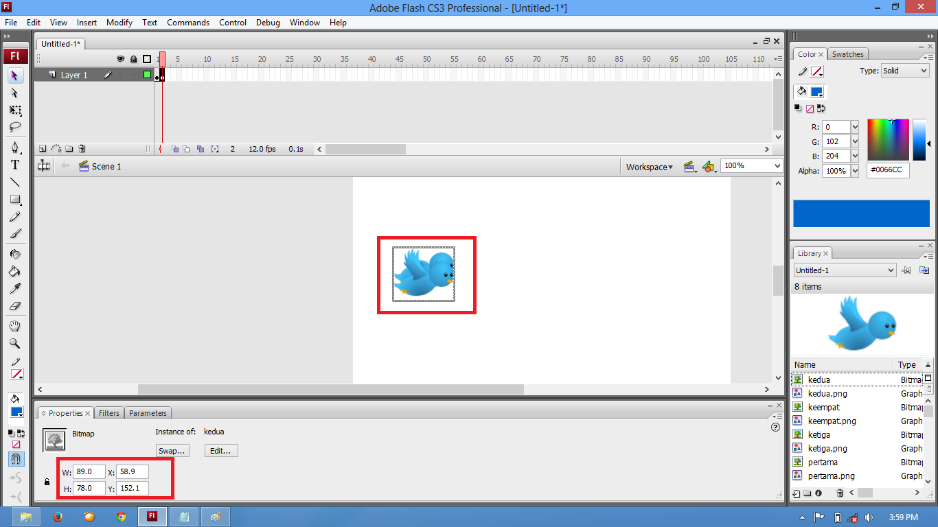 Cara Membuat Animasi Burung Twitter Dengan Flash