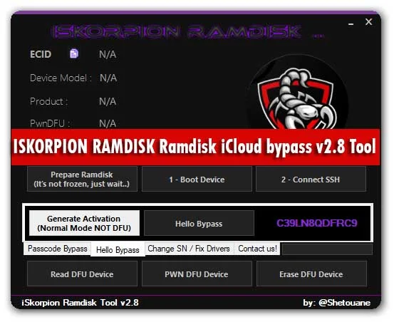 Explanation and download of ISKORPION Ramdisk unlock tool v2.8