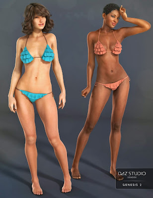 3d Models Art Zone - Frilly Triangle Bikini for Genesis 2 Female(s)