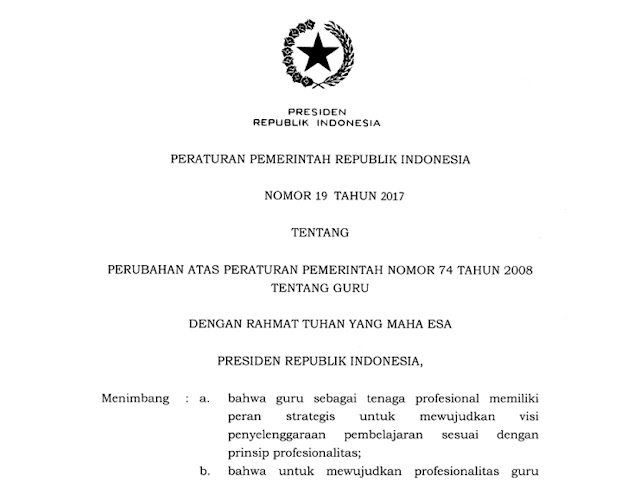 Poin-Poin Perubahan dalam Peraturan Pemerintah Nomor 19 Tahun 2017 Tentang Guru