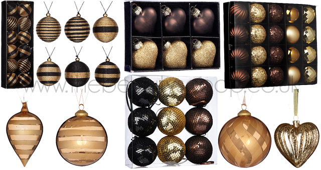 John Lewis Bullion Bauble Pack, Black/Gold, x12 (£8)