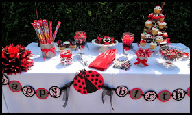 Ladybug party dessert table