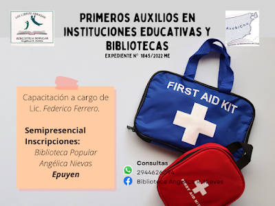 Curso de Primeros Auxilios Básicos en Instituciones Educativas y Bibliotecas con puntaje para docentes de la provincia de Chubut.