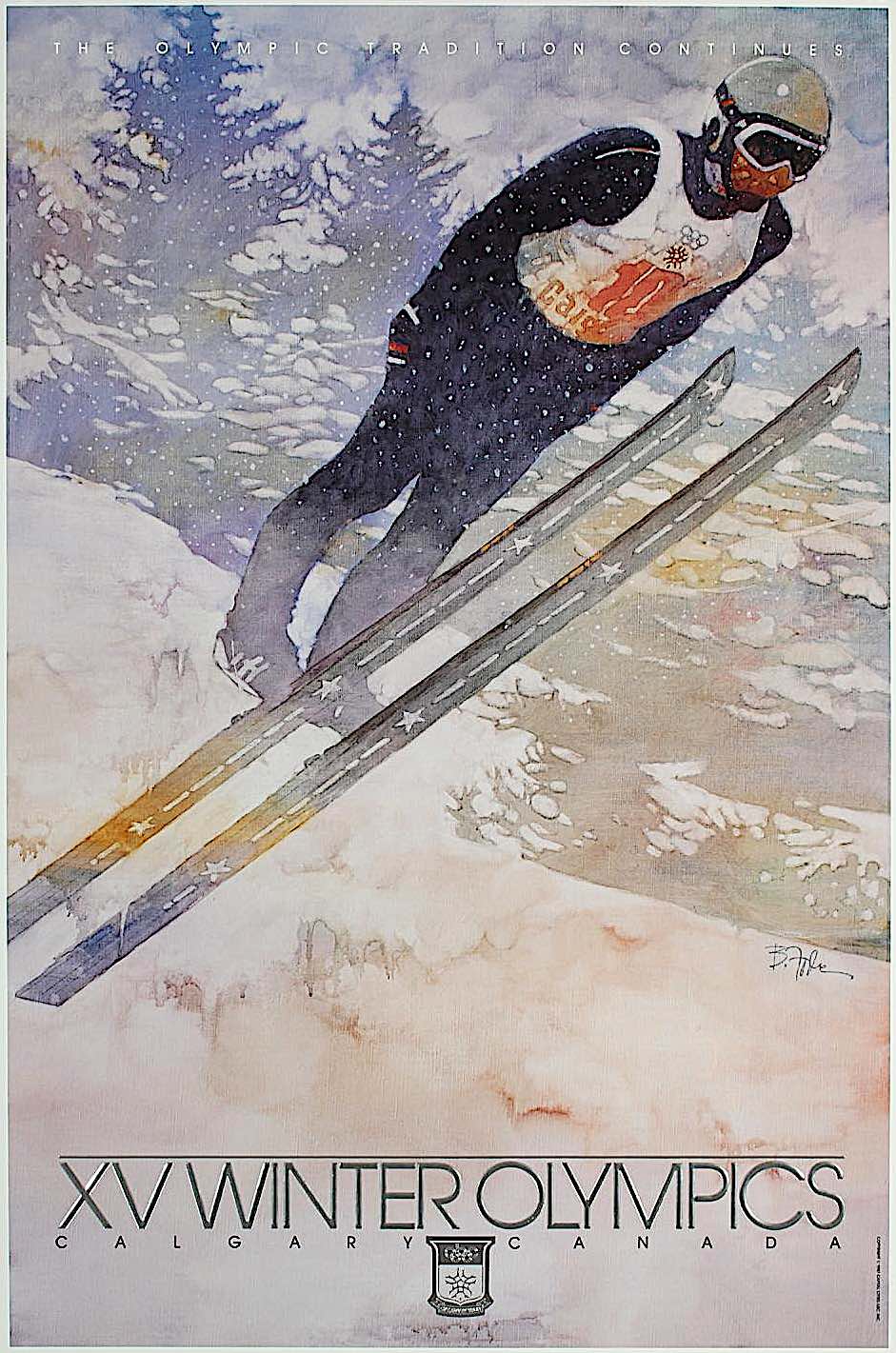 a Bart Forbes illustration of a ski jumper