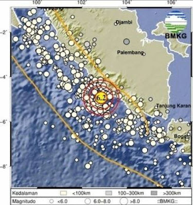 Gempa Bengkulu 6,2 Magnitudo Dirasakan sampai Lampung