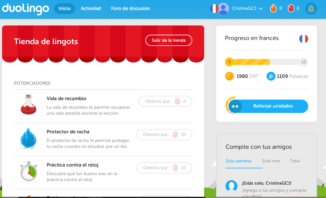 Duolingo,aplicación para aprender gratis inglés y francés 