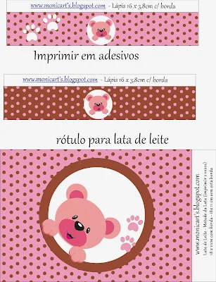 Cute Pink Bear, Free Printable Candy Bar Labels.