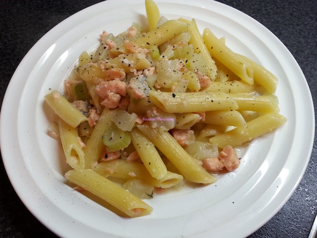 Pasta con finocchi, salmone al miele e gorgonzola - Fennel, honey marinated salmon and gorgonzola pasta