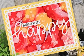 Sunny Studio Stamps: Frilly Frames Dies Happy Word Die Happy Birthday Cards by Juliana Michaels
